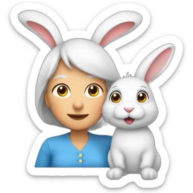Lapin avec grand mère sticker