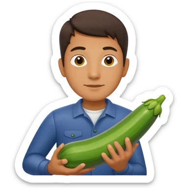 man. carrying a zucchini sticker