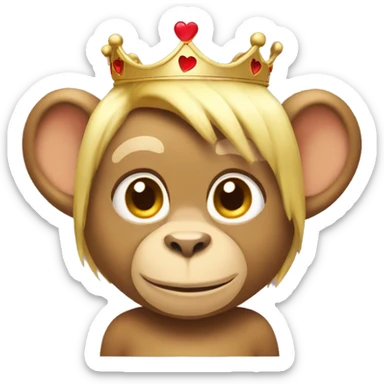 Blonde monkey with crown and heart sticker