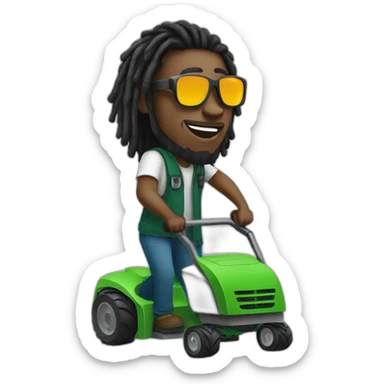 Black man with dreads and sunglasses mowing sticker