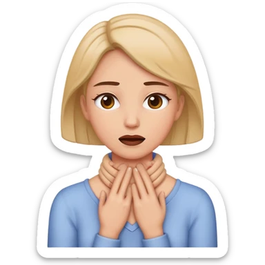 a woman with her hands around her neck choking sticker