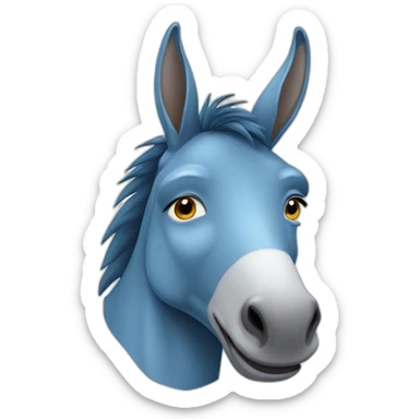 blue Donkey, 2D cartoon sticker