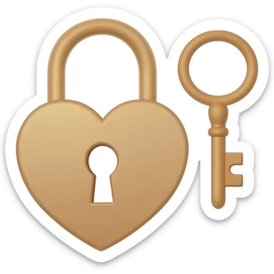Light beige heart-shaped lock and key sticker