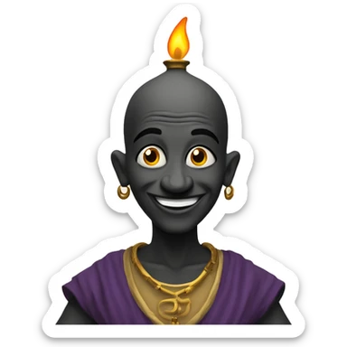 bald black genie oil lamp sticker