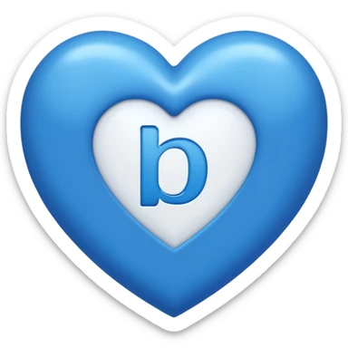 LETTER " B" Inside the heart shape, the heart is in blue color and the letter "B" is in white color sticker