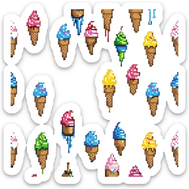 ice cream cone dripping sticker