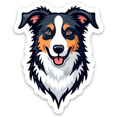 Border collie dog with only one black ear sticker