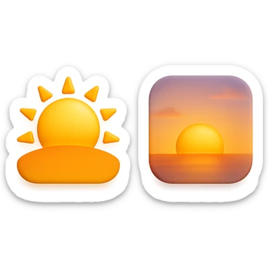 emoji stile iphone 3d che rappresenta l'alba ad emoji stile iphone 3d che rappresenta il tardo pomeriggio come orario sticker