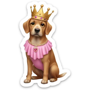 dog wear a pink dress and a crown  sticker