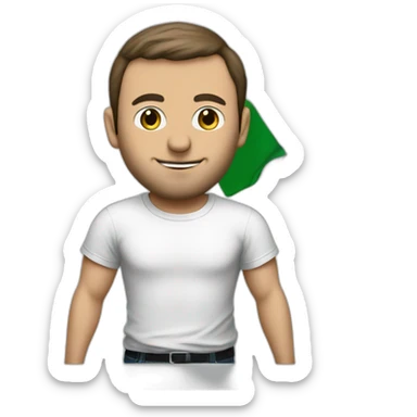 macron wearing a t-shirt with a palestinian flag on it sticker