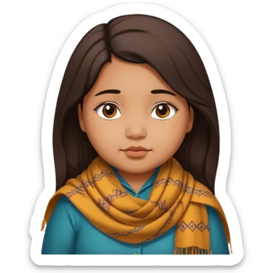 A north eastern brown (indian ) girl who is chubby but cute and her hair is mid length and her eyes are a little downturned sticker