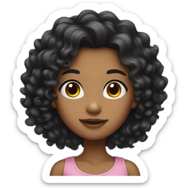 Girl with long Blak curly hair sticker