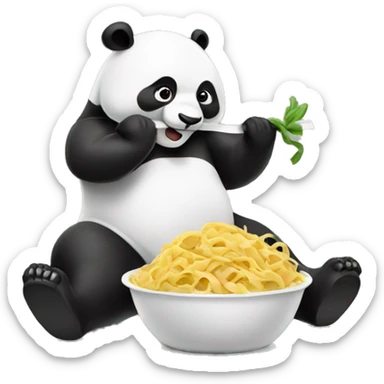 panda eating pasta and lifting weights sticker