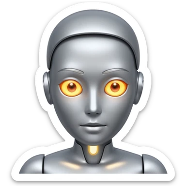 Robots Humanoid – Silver android with glowing eyes, human shape sticker