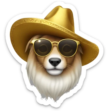 LEON CON SOMBRERO DE LUFY, Y LENTES DE SOL CON UN ARETE DE ORO EN UNA DE SUS OREJAS  sticker