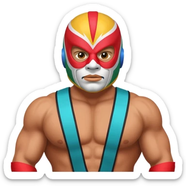 Mexican wrestler portrait, head and shoulders only, colorful luchador mask, muscular collar, confident expression, 3D cartoon, mobile game icon style, clean background, no text, no watermark
 sticker