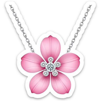 Pink flower with diamond petals necklace  sticker