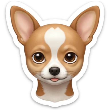 A black and white chihuahua emoji please with a thin white line on the center of head and brown eyebrow sticker