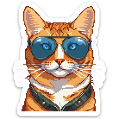 orange tabby cat wearing aviator sunglasses sticker