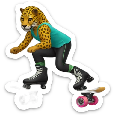 Jaguar roller skater sticker