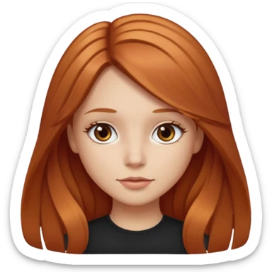girlfriend with long middle part dark strawberry blonde hair with brown eyes sticker