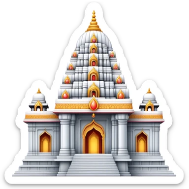 Cinematic Realistic Tirupati Balaji Temple Landmark Emoji, depicted with intricate carvings and spiritual aura rendered with lifelike detail and radiant, divine lighting. sticker
