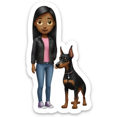 girl with doberman  sticker