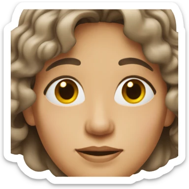 Middle aged woman with brown wavy shoulder length hair and brown eyes  sticker
