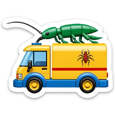  Dribble’s roach-shaped exterminators moving truck Lego  sticker