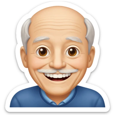 Draw me a grandfather who smiles and has no front tooth. sticker