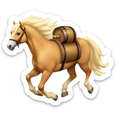 Palomino horse running around a barrel sticker