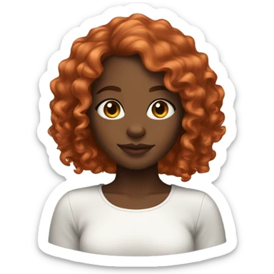 black girl with copper curly shoulder length hair sticker