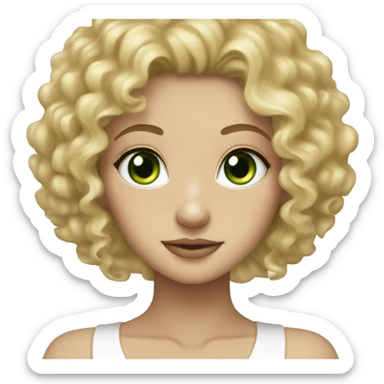 green eyed blonde curly white skin girl sticker