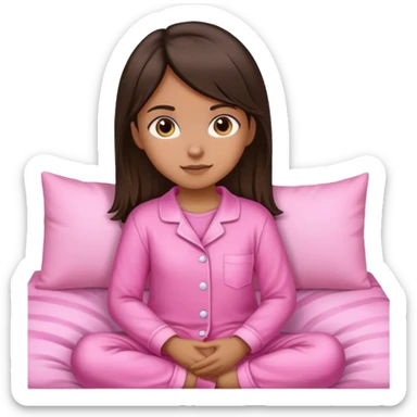 Girl with light brown skin dark hair and pink pijama sticker