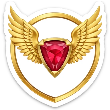 Triangle Rubby stone award-in-frame-decorated-with-golden-angel--wings sticker