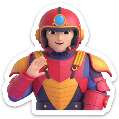 cartoonish Helldiver saluting, oversized helmet and armor, cheerful expression, simplified details sticker