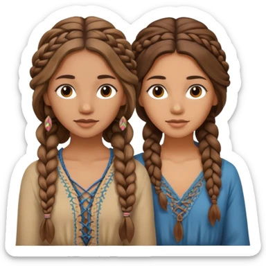 long brown boho braided hair 2 women sticker