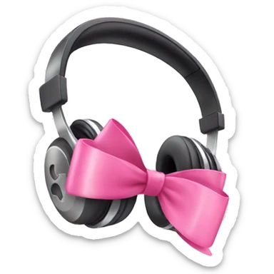 Apple headphones with pink bow  sticker
