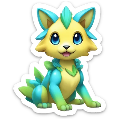 Anthro Cool Edgy Legendary Colorful Shy Shiny Fakemon-Pokémon-Fantasy-Creature With Full Body Detailed High Quality sticker