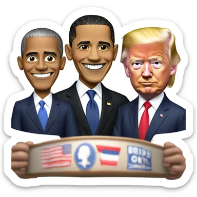 Barack Obama with Joe Biden and Donald Trump make sure to make Joe Biden correctly sticker
