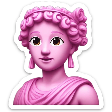 pink greek statue with a glowing headband sticker
