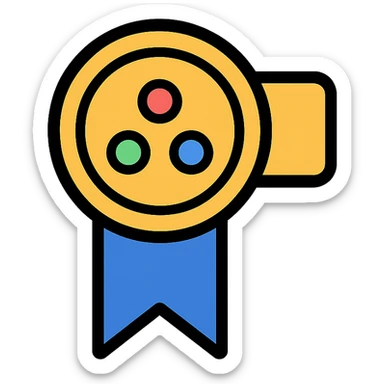 gold honorable mention award with colorful gems, elegant minimalist flat design, award badge style, 2D flat vector, trending icon look, soft shadows, no text, isolated on white background, commercial use sticker