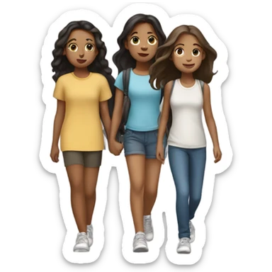 Group of freinds walking away toghether. 4 girls sticker