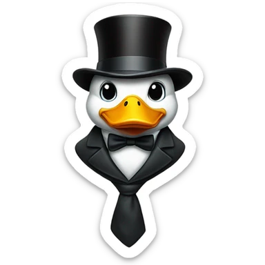 Duck in a tie and top hat sticker