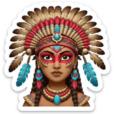 face full maya masked tradational mayan woman warrior half boudy  sticker