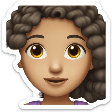 pretty girl with very dark brown hair and light tan skin with dark brown eyes sticker