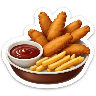 Chicken nuggets and fries with bbq sticker