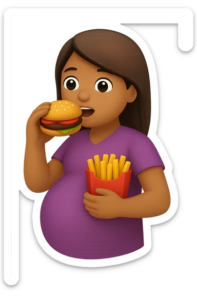 emoji stile iphone di donna in gravidanza che mangia male sticker