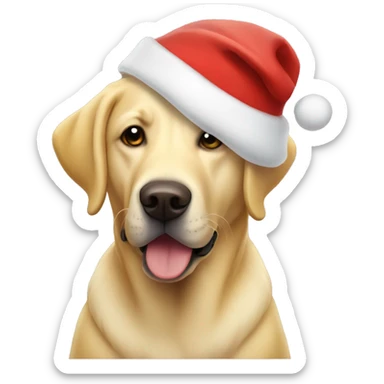 Yellow lab with Santa hat on  sticker