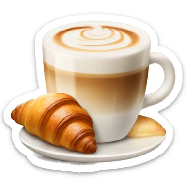 Cup of cappuccino with croissant sticker